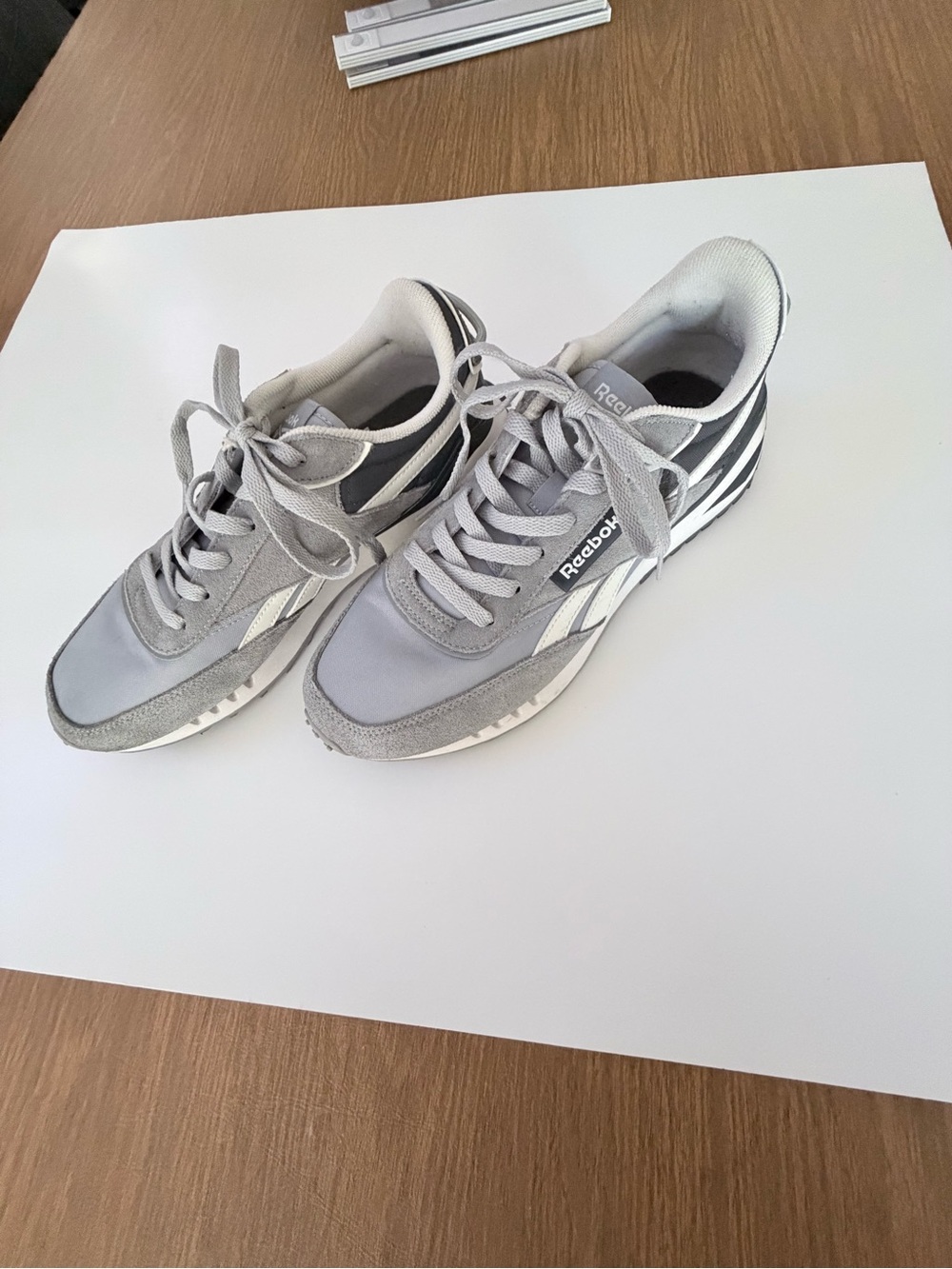 Reebok Men’s Ortholite Gray and White Low-Top Lace-Up Sneakers